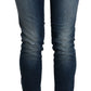 Cotton Blue Washed Low Waist Skinny Cropped Jeans