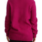 Dark Pink Long Sleeves Round Neck Pullover Sweater