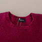 Dark Pink Long Sleeves Round Neck Pullover Sweater