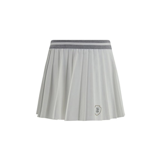 White Polyester Mini Skirt