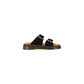 Black Leather Flat Sandals