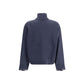 Blue Fleece Wool Turtleneck