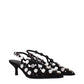 Black Leather Stiletto Heel Sandals
