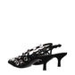 Black Leather Stiletto Heel Sandals