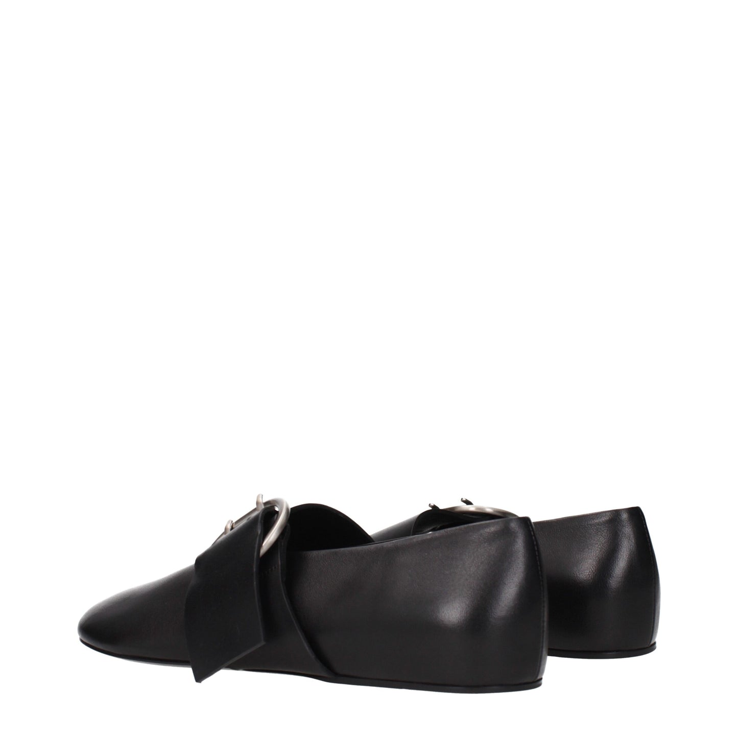 Black Leather Ballet Flats