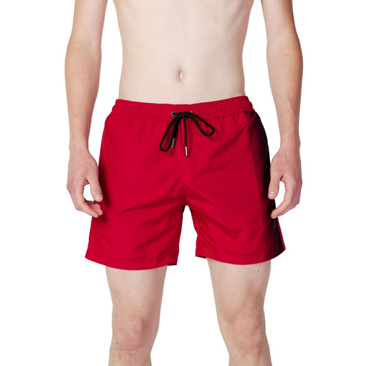 Red Polyester Swim Shorts