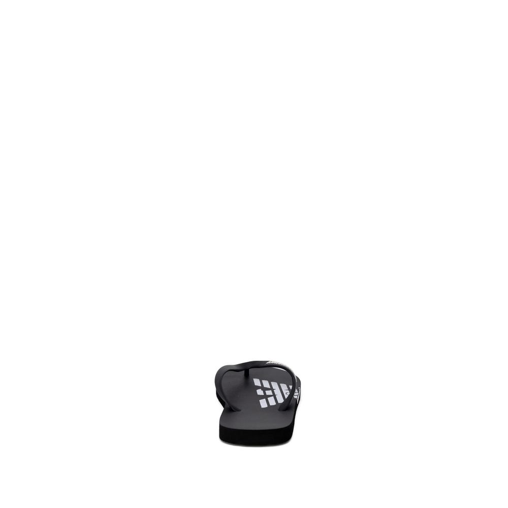 Black And White Rubber Flip-Flop Sandals