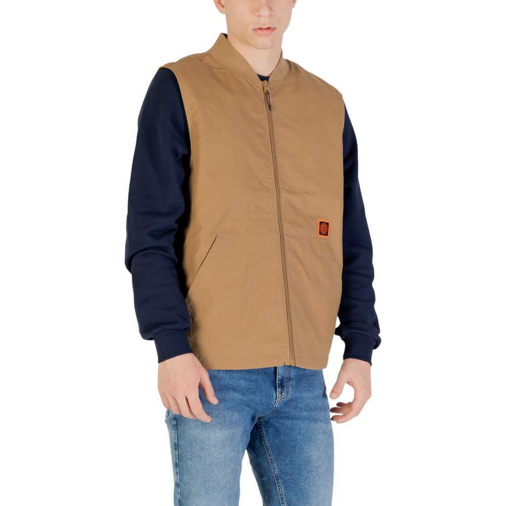 Beige Cotton Sleveless Jacket