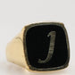 Gold-Tone Real Brass Black Enamel "J" Adjustable Rings
