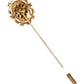 Gold Tone Green Stone Antique Men Accessory Brooch Pin