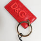 Red Calf Leather D&G Logo Metal Ring Keychain Keyring