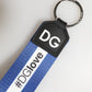 White Blue Logo Polyester PVC Holder Keychain Keyring