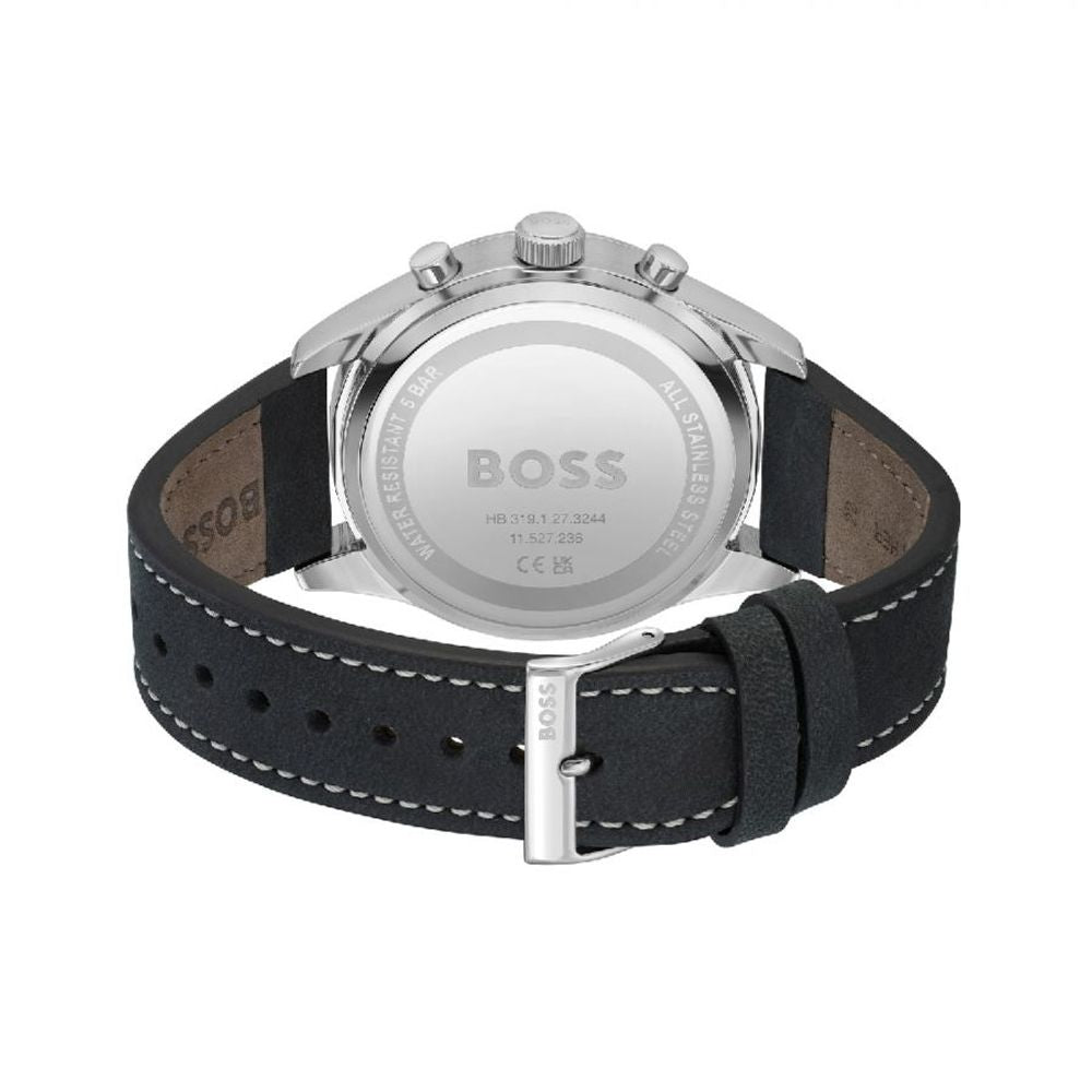 Black Leather Dress Watch