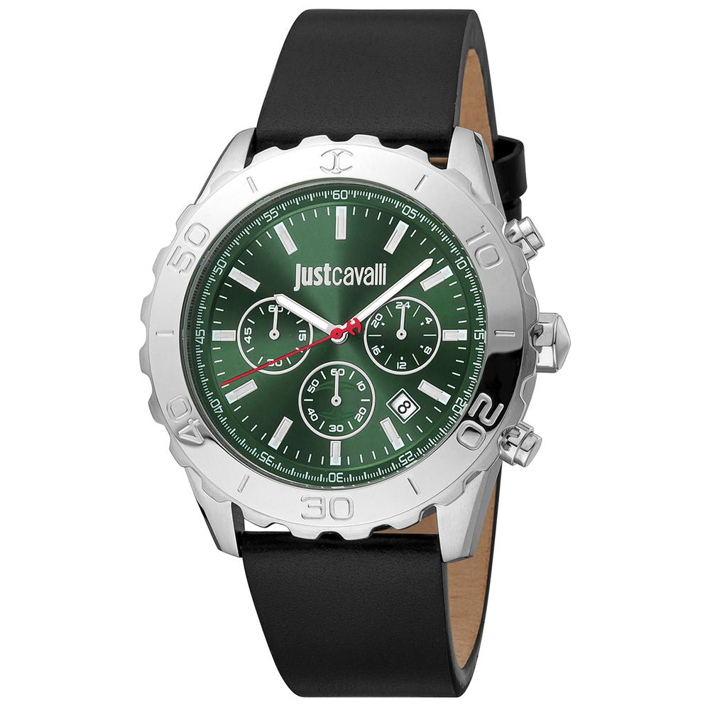 Black Leather Bracelet Watch
