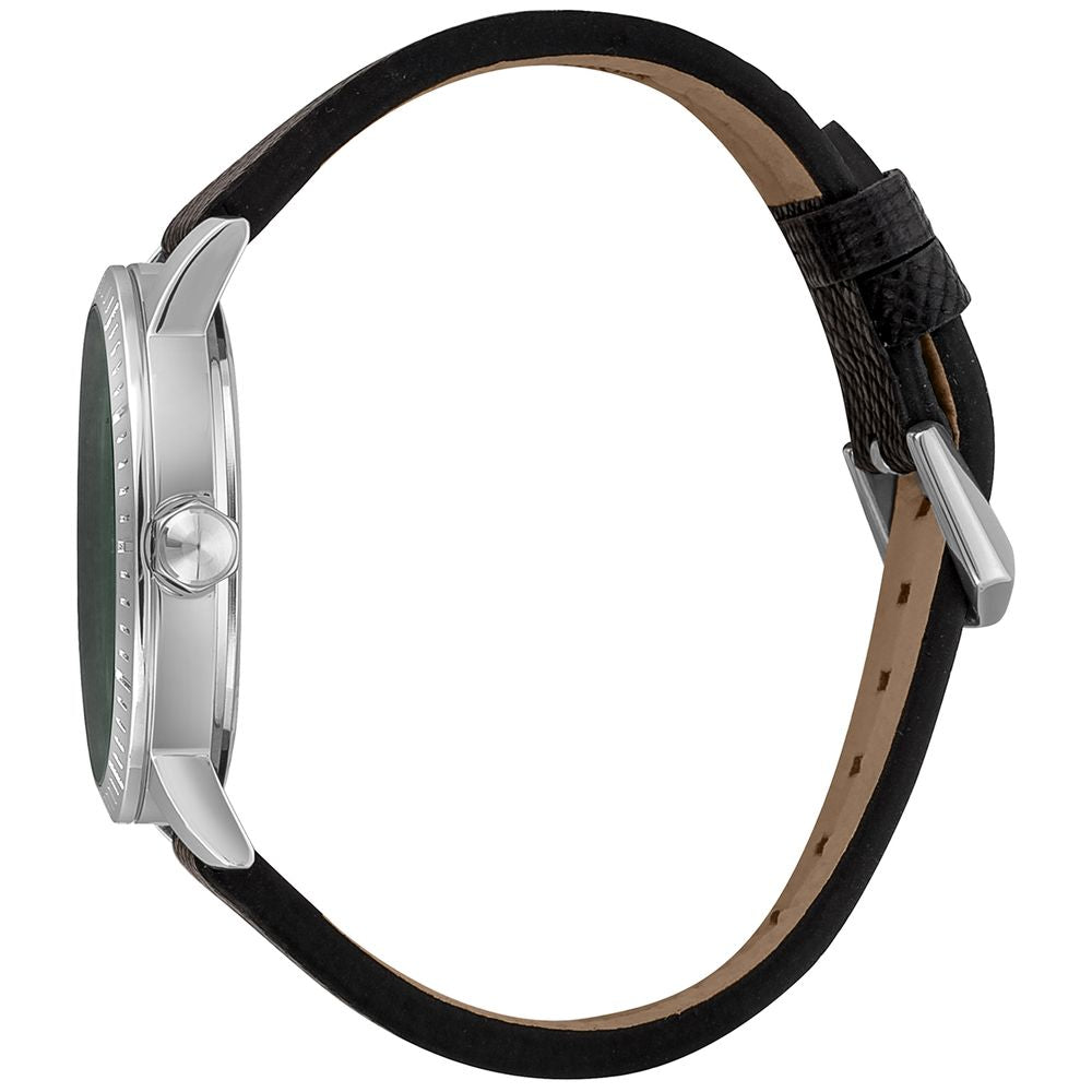 Black Leather Dress Watch