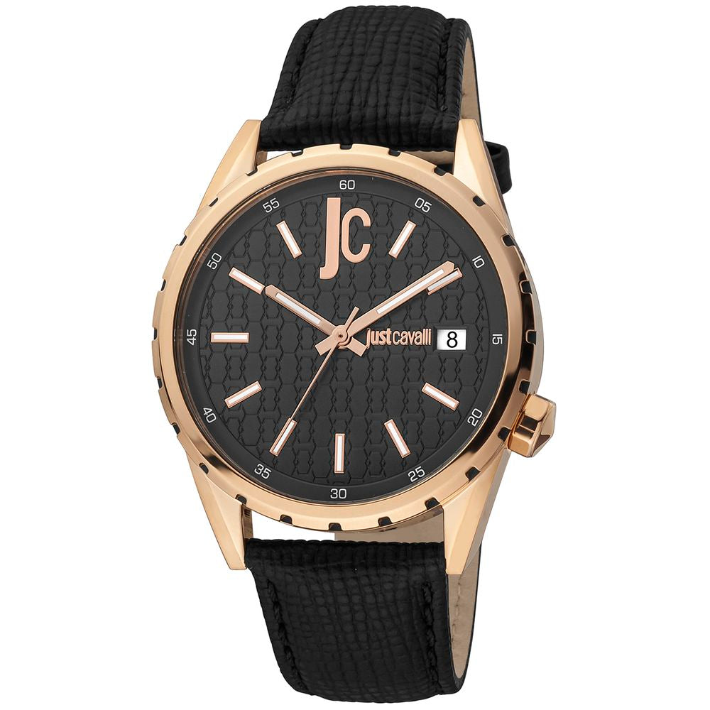 Black Leather Dress Watch