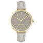 Gray Leather Dress Watch