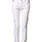 White Cotton Stretch Skinny Men Denim Jeans