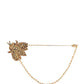 Gold Tone Brass Bee Embellished Chain Lapel Pin Brooch