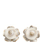 Gold Tone Maxi Faux Pearl Floral Clip-on Jewelry Earrings