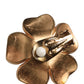 Gold Tone Maxi Faux Pearl Floral Clip-on Jewelry Earrings