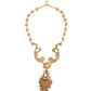 Gold Ceramic Crystal Cherub Baroque Pendant Necklace