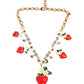 Gold Brass FRUIT Pendants Flowers Crystal Logo Necklace
