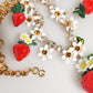 Gold Brass FRUIT Pendants Flowers Crystal Logo Necklace