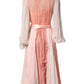 Pink Silk Tulle Long Sleeve V-neck Dress