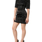 Black Embellished Short Sleeve Sheath Dress