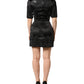 Black Embellished Short Sleeve Sheath Dress
