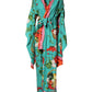 Green Printed Long Sleeve Wrap Coat Dress