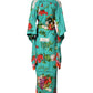 Green Printed Long Sleeve Wrap Coat Dress
