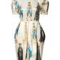 Beige Madonne Print Silk Short Sleeve Dress
