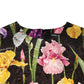 Black Floral Brocade A-line Mini Dress