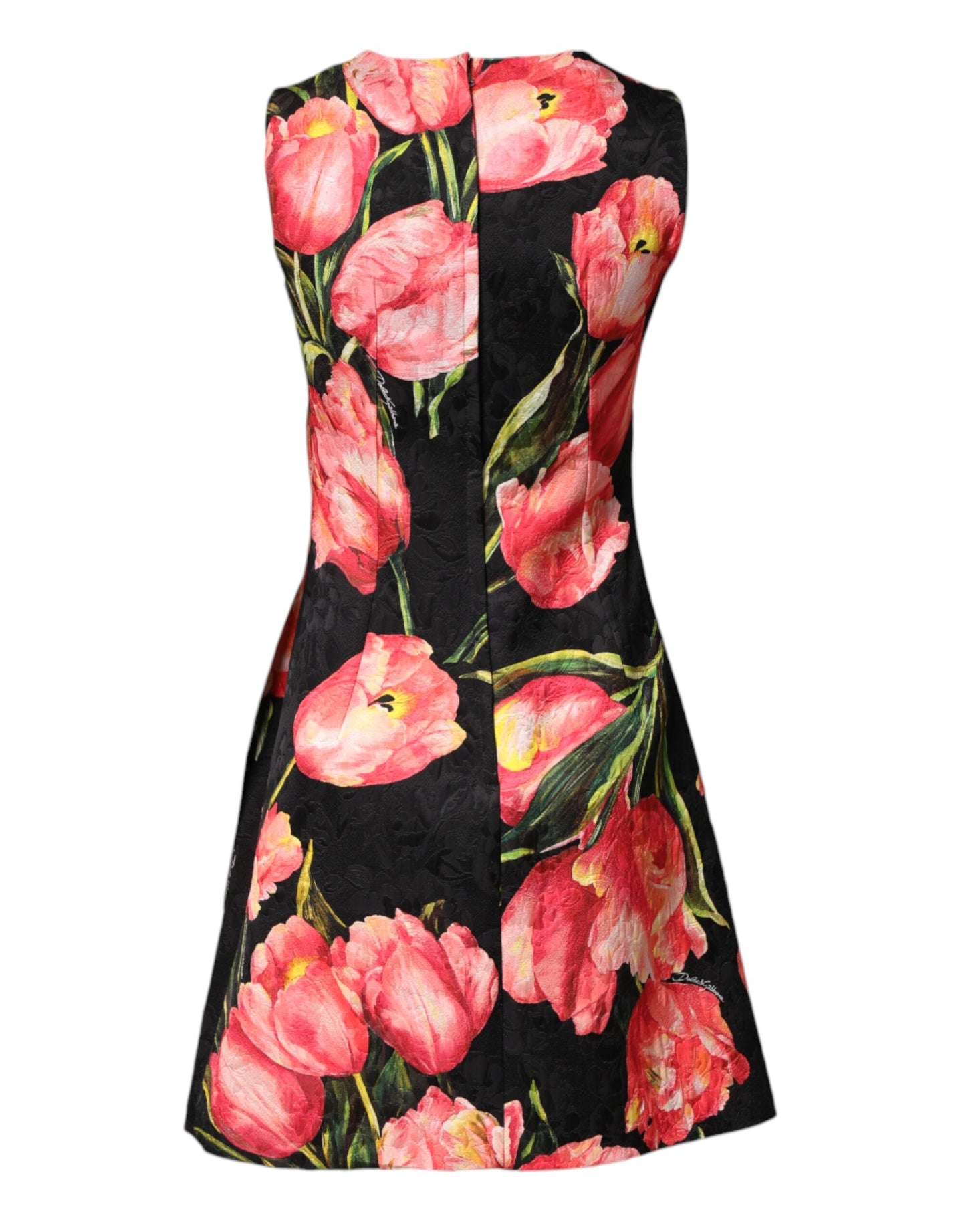 Black Floral Print Viscose A-line Mini  Dress