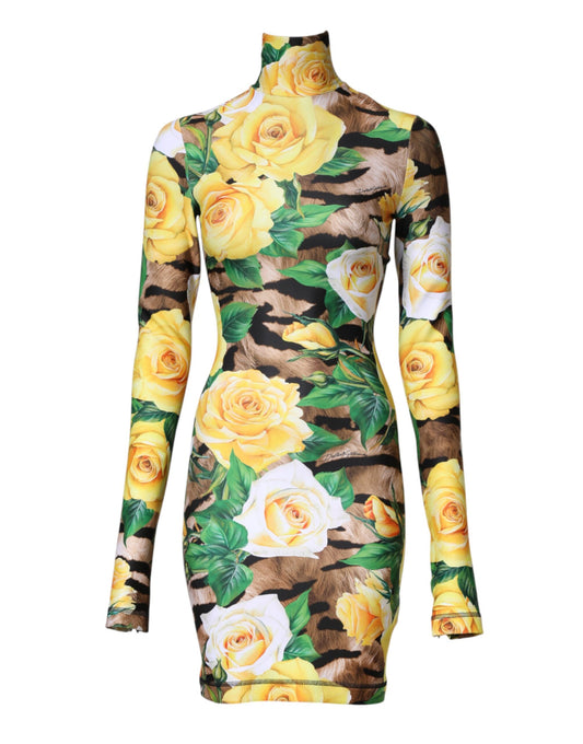 Multicolor Floral Print Sheath Mini Dress