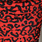 Red Leopard Print Nylon Sheath Midi Dress