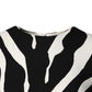 Black White Zebra Viscose Sheath Midi Dress