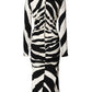 Black White Zebra Viscose Sheath Midi Dress