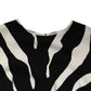 Black White Zebra Viscose Sheath Midi Dress