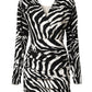 Black White Zebra Silk Sheath Mini Dress