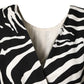 Black White Zebra Silk Sheath Mini Dress