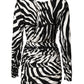 Black White Zebra Silk Sheath Mini Dress