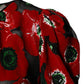 Red Floral Print Nylon A-line Midi Dress