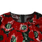 Red Floral Print Nylon A-line Midi Dress