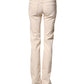 Beige Low Waist Cotton Slim Fit Denim Trousers Jeans