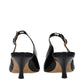 Black Leather Mid Heel Pumps