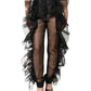 Black High Waist Tulle Wool Trouser Pants