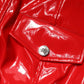 Red Glossy Polyester Cargo Boot Cut Pants